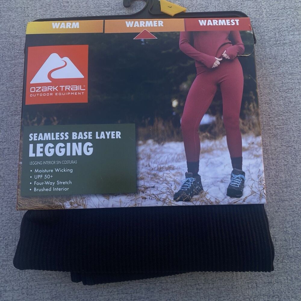 Ozark Trail Black Womens Warmer Leggings L Outdoor Thermal Base Layer New